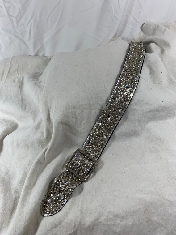 Vintage unisex SKY brand jeweled metallic silver … - image 4