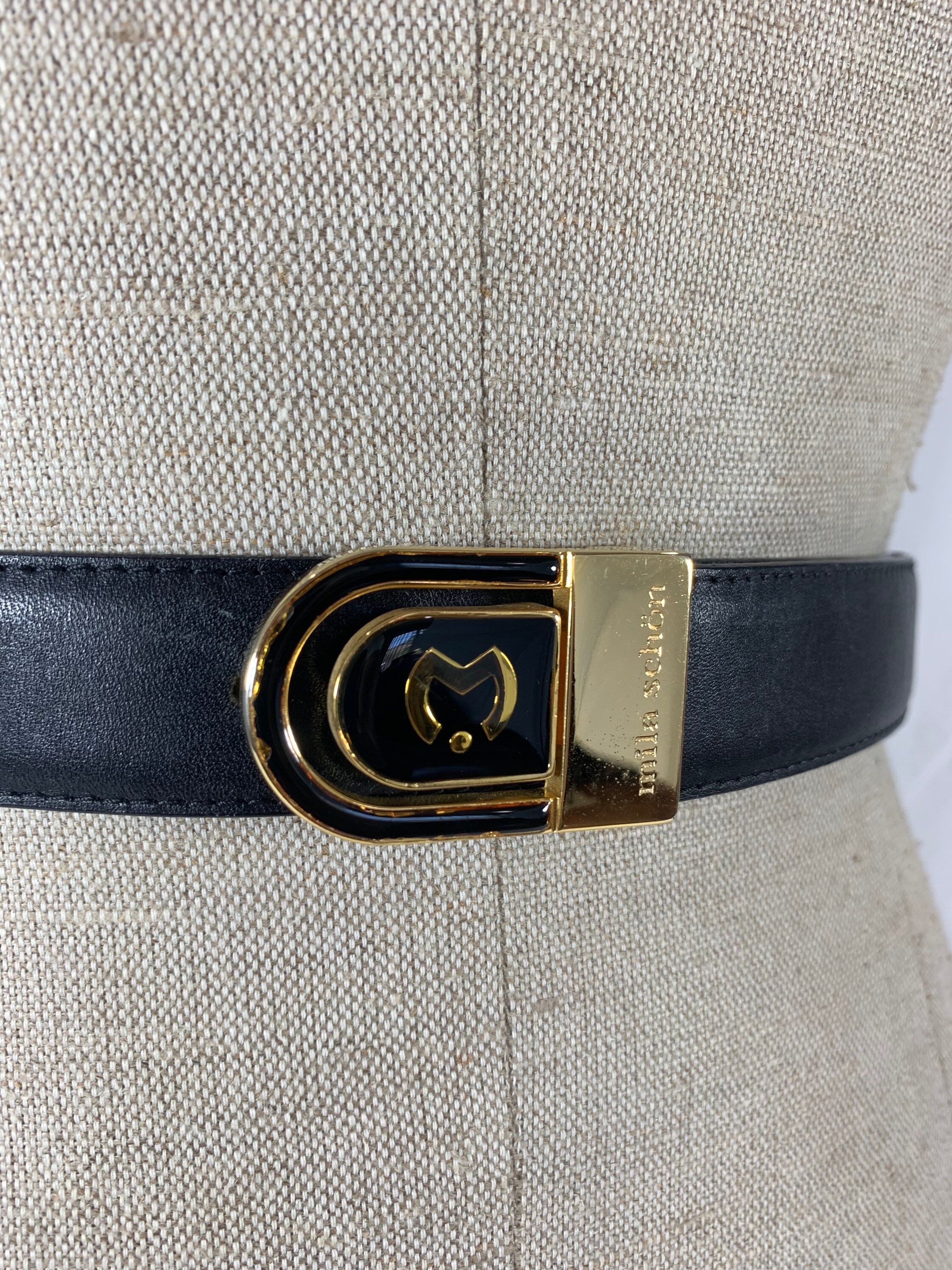 Vintage Genuine MILA SCHON Black Brown Leather Belt 44 - Etsy display picture 3