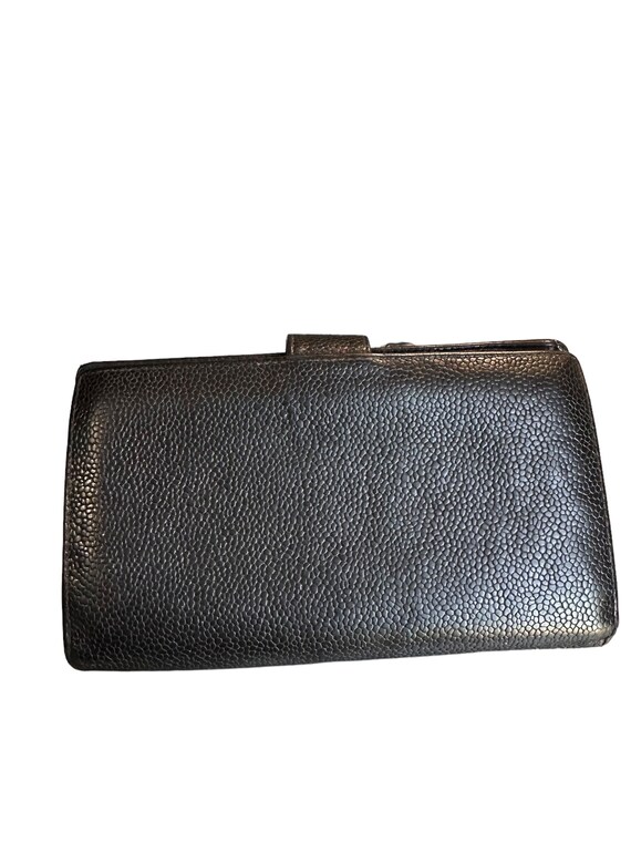 Vintage Genuine CHANEL Black Caviar Leather Long Wallet Organizer
