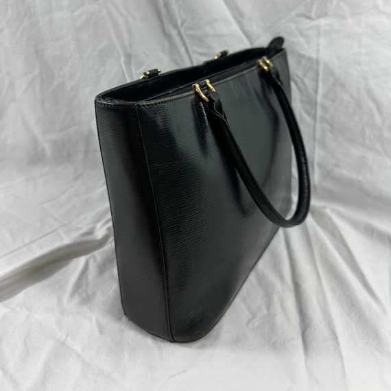 Genuine vintage HCL black leather tote bag carryall View 3
