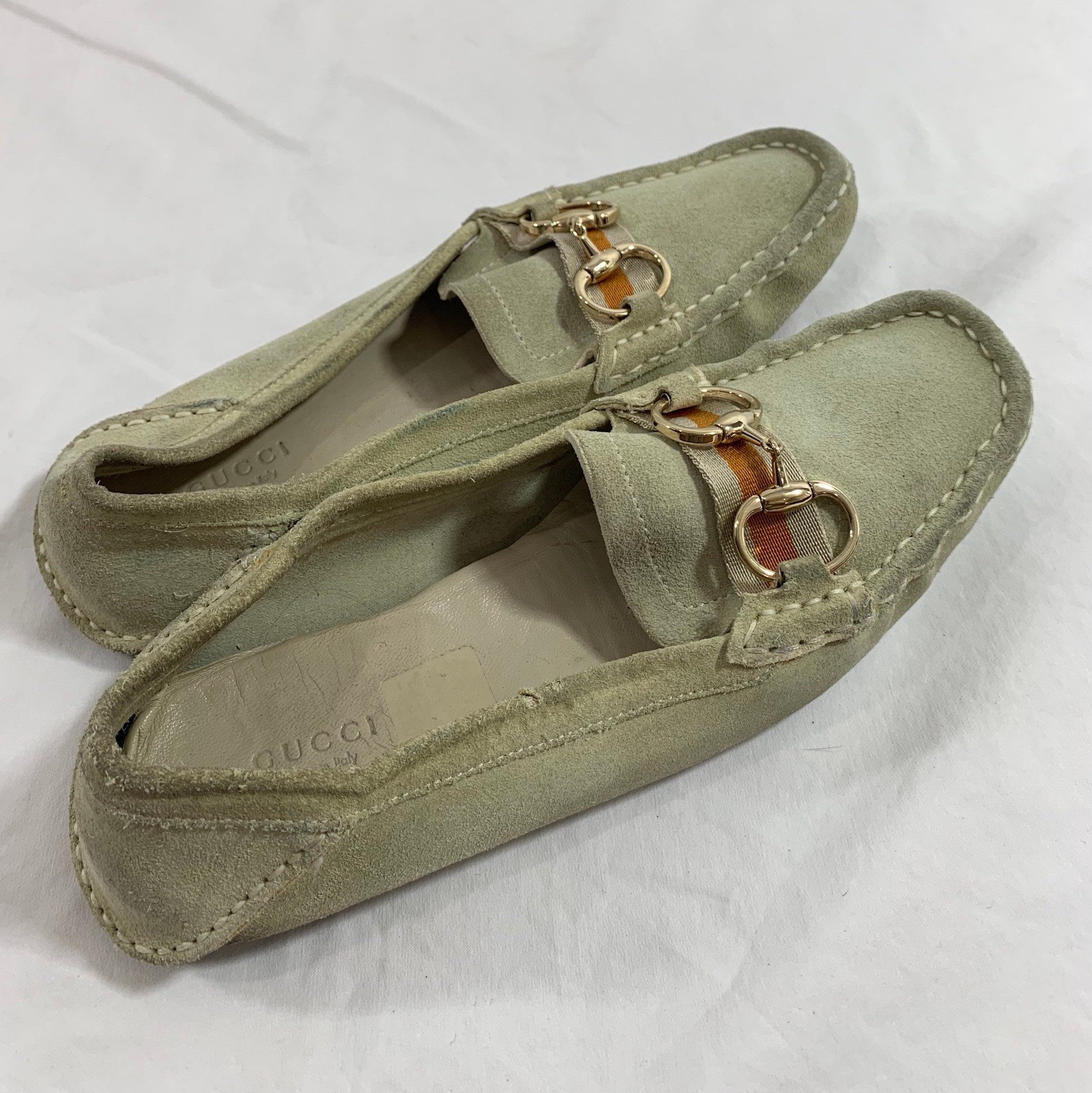 美品 GUCCI グッチ ビットローファー スエード ベージュ 25.5㎝相当 グッチ ホースビット 1953〕メンズ ローファー ・ライトブラウン