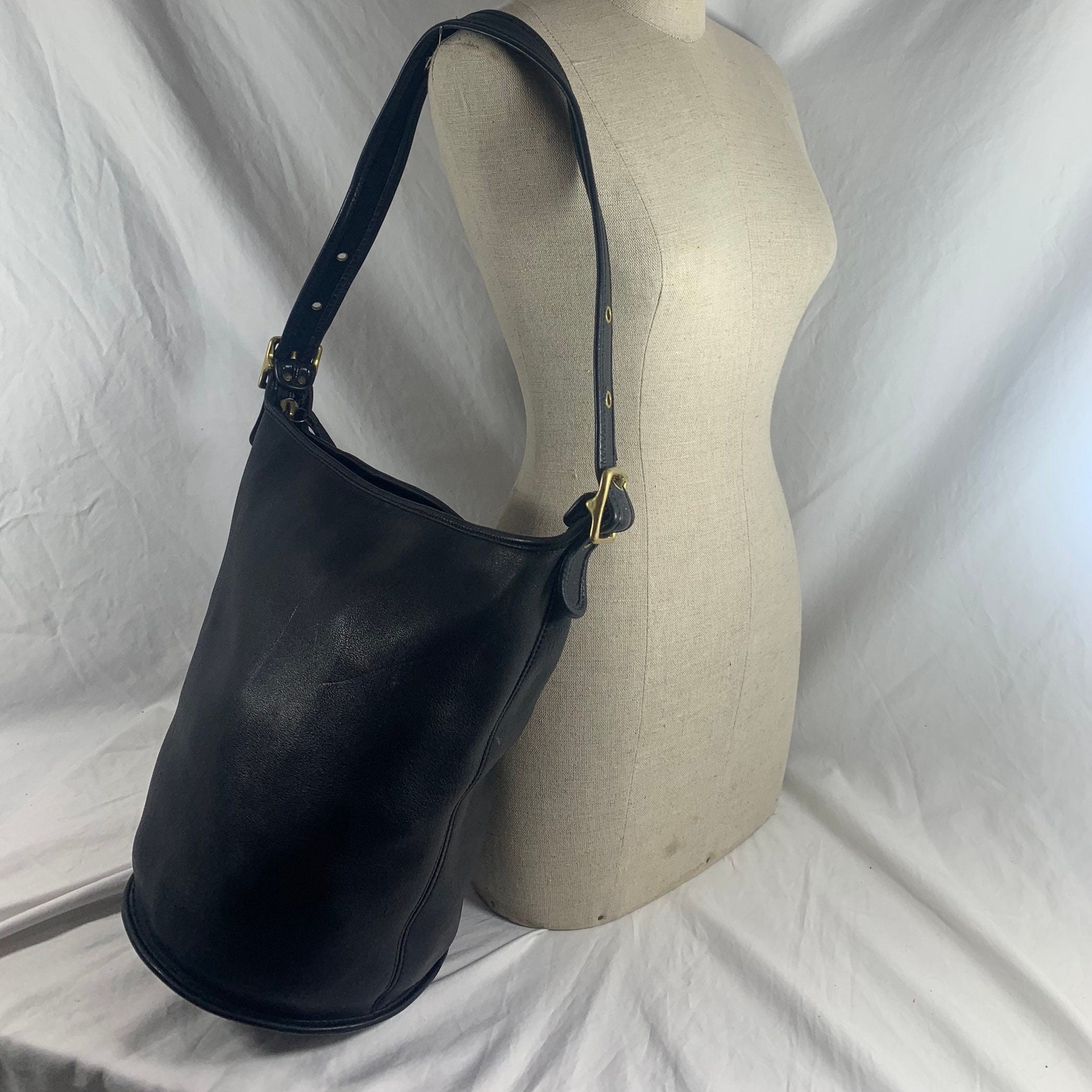 Riviera - Compact Shoulder Bag with Boho Fringe, Authentic Vintage Black / Adjustable Crossbody Strap