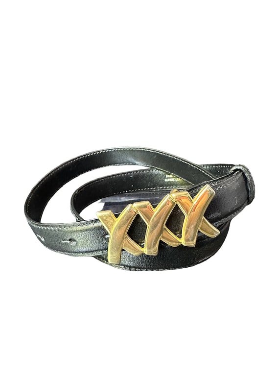 Vintage Ladies PALOMA PICASSO XXX Black Leather Belt Size 75