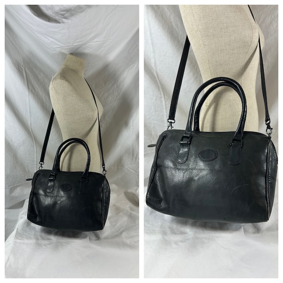 Genuine vintage SIMON black leather shoulder bag … - image 1