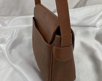 ヴィンテージ NINA RICCI タンキャンバス＆レザー ショルダーバッグ