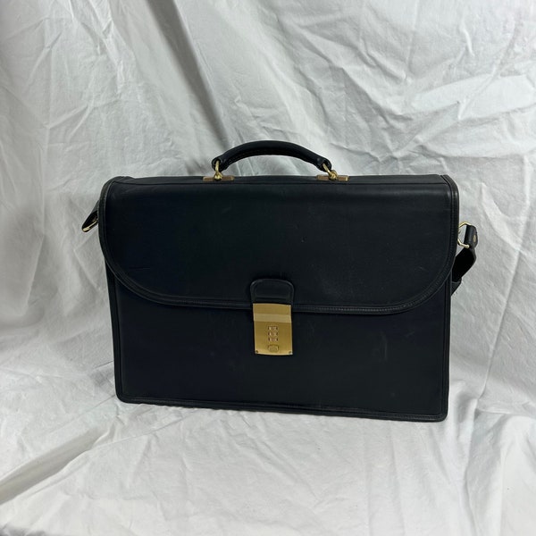 Vintage COACH Diplomat attache black leather briefcase messenger bag