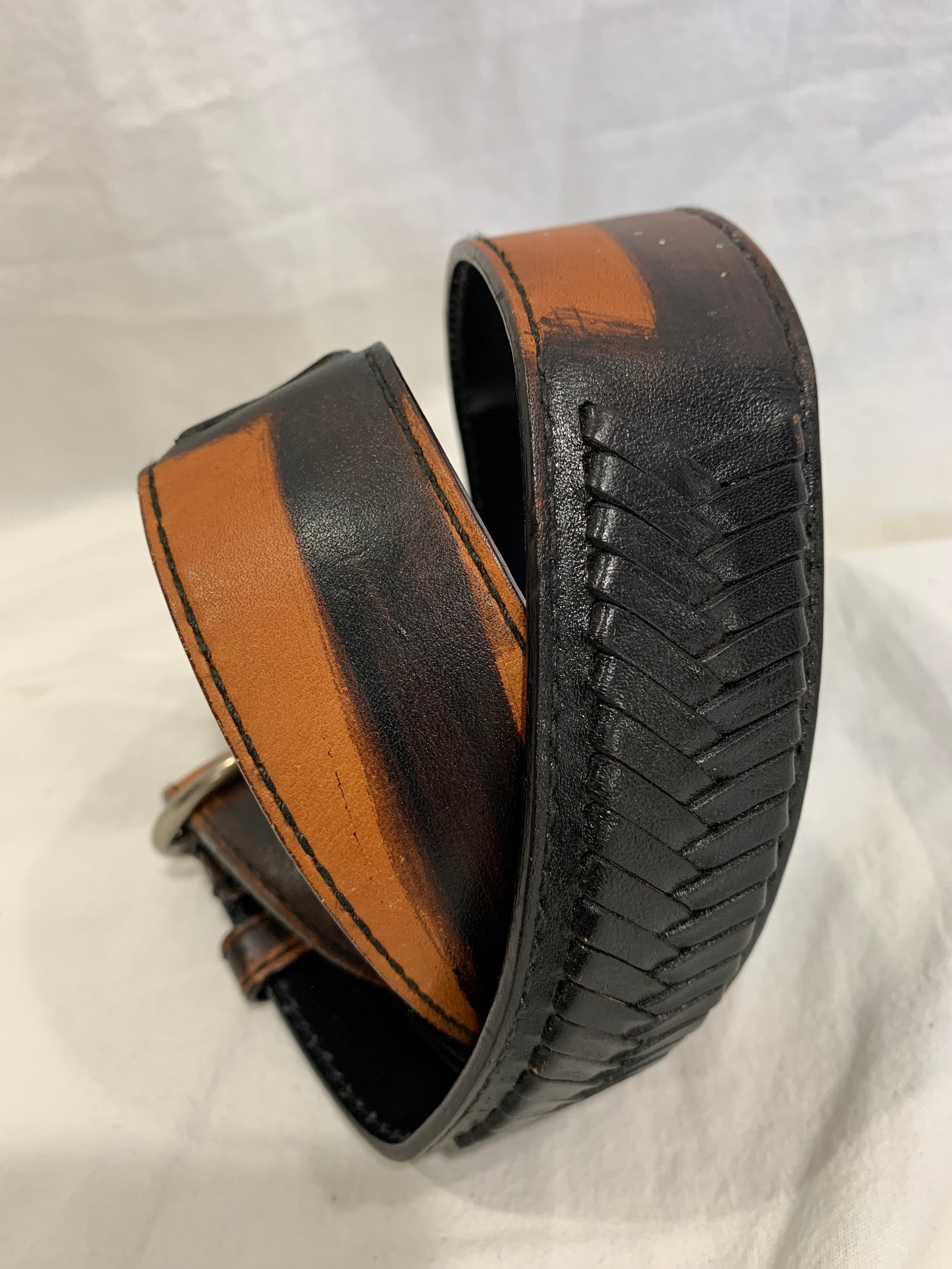 本物のヴィンテージ YSL イヴ・サンローラン ブラウン 織りレザー