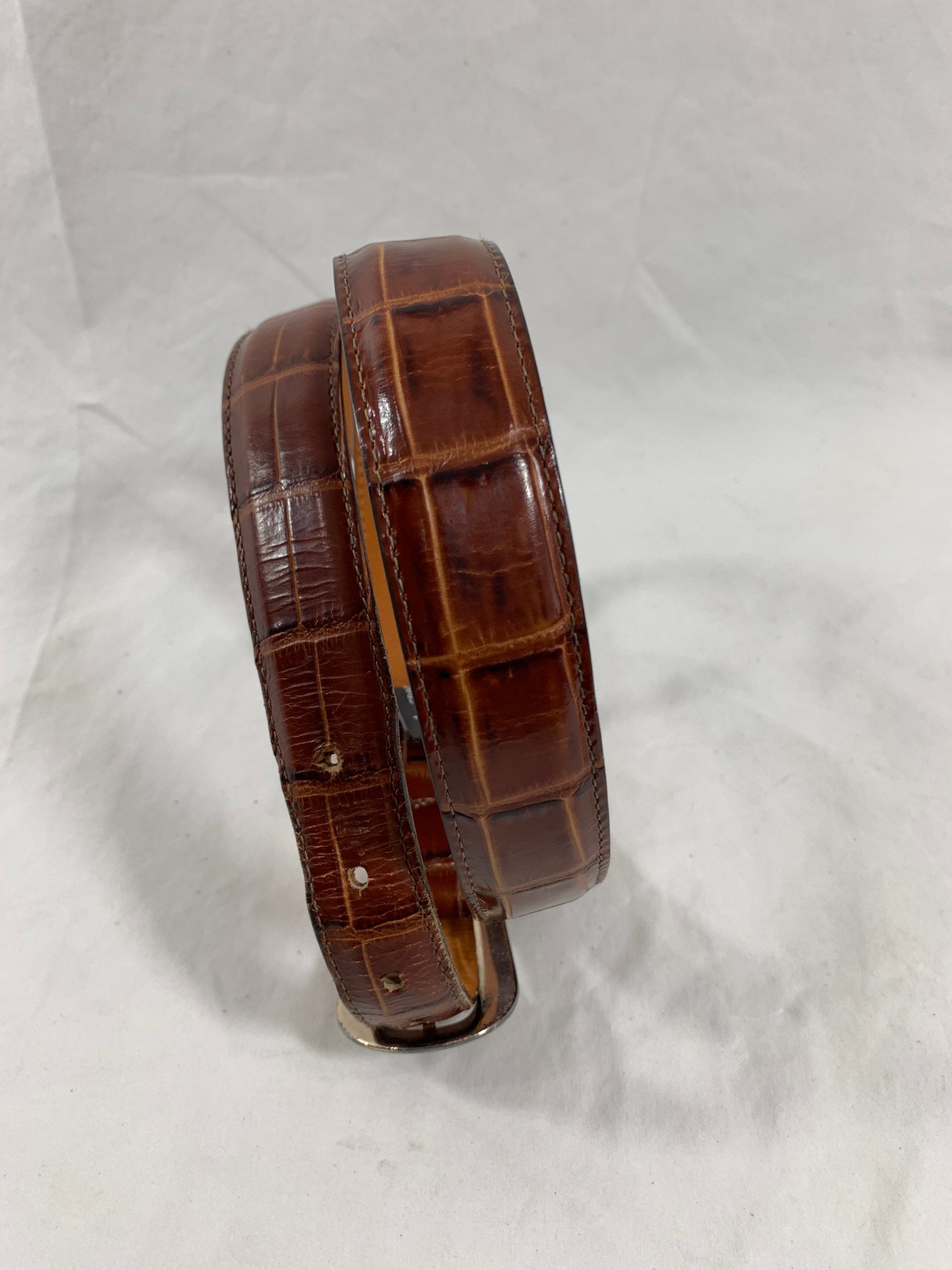 Onyx by Brighton Vintage Brown Italian Calfskin Leather Belt Size 40 Vintage Genuine ONYX by BRIGHTON Brown Leather Belt Unisex  main image 4