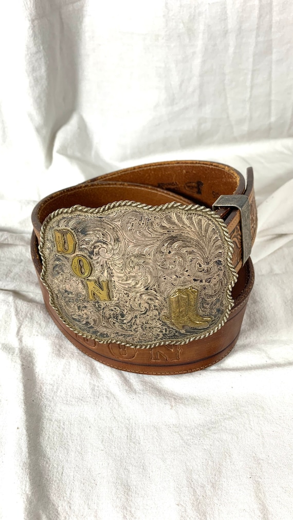 Boucle De Ceinture Western Ancienne - Argent Massif - Silversmiths Américain
