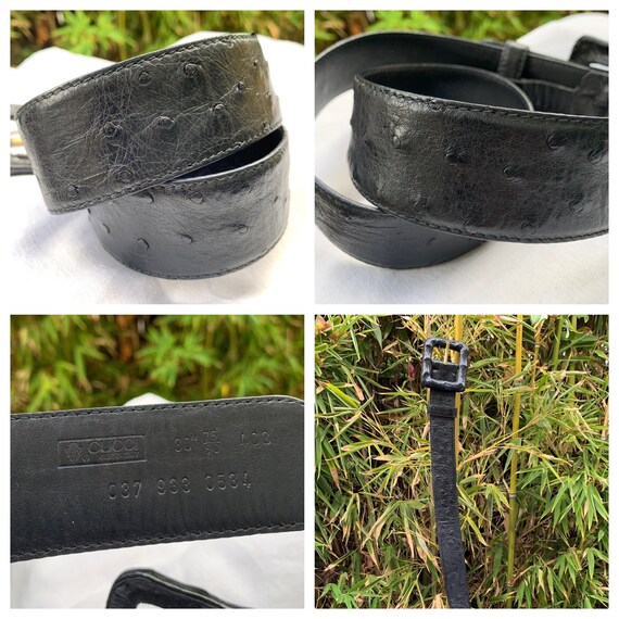 Vintage Iconic GUCCI Black Ostrich Belt 