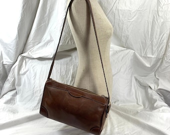 Stunning GUCCI brown leather shoulder bag purse 1960s