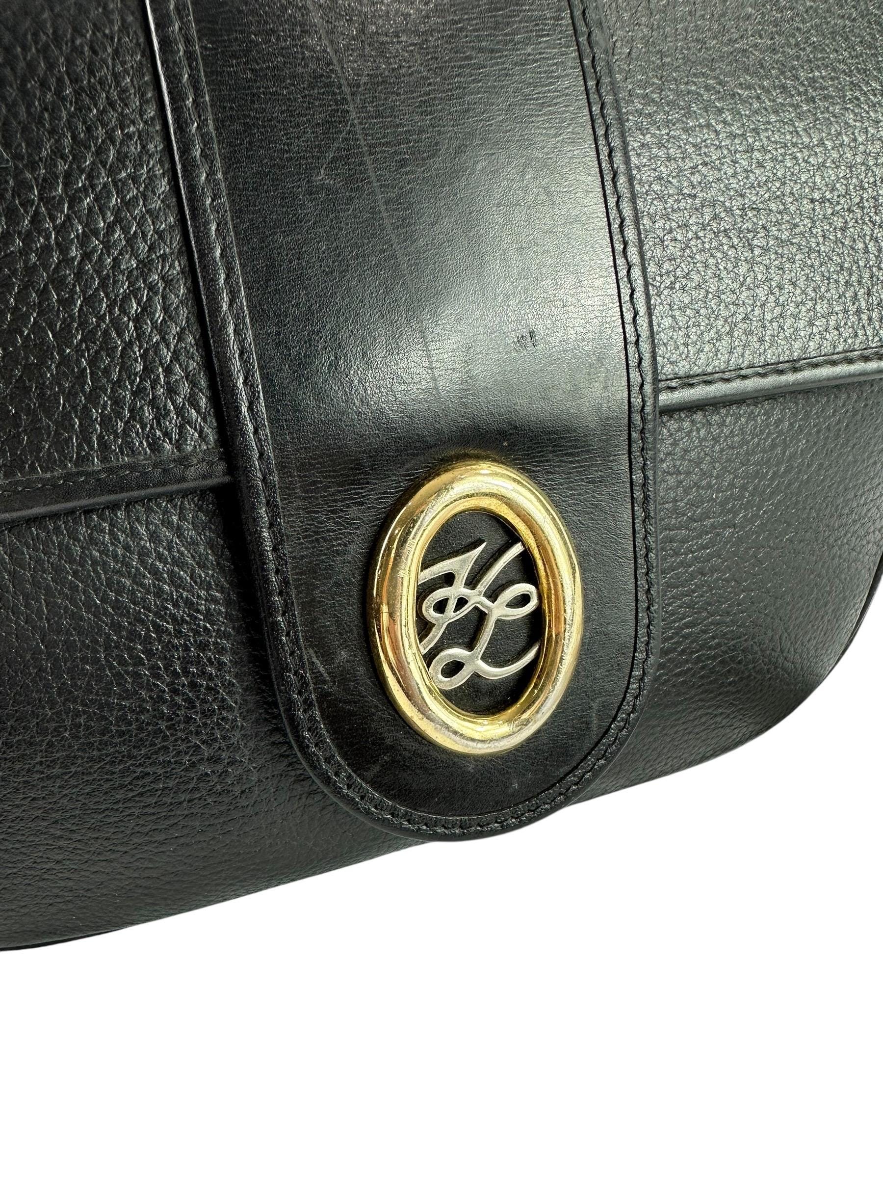 Genuine Vintage KARL LAGERFELD Black Leather Shoulder Bag Purse 