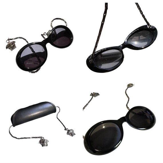 Vintage GIANNI VERSACE Runway Medusa Pendant Black Round-Frame Sunglasses 403 Vintage GIANNI VERSACE Runway Medusa Pendant Black Round  main image 3