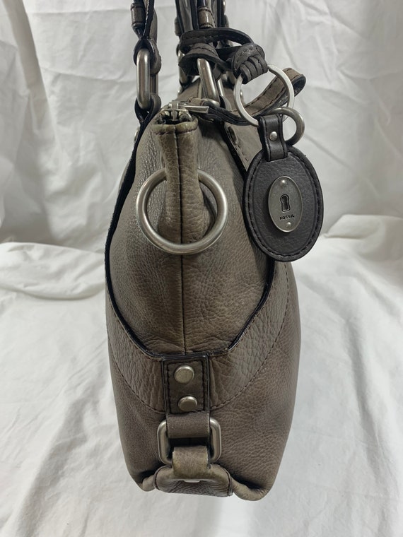 Stunning genuine vintage FOSSIL gray leather tote… - image 4