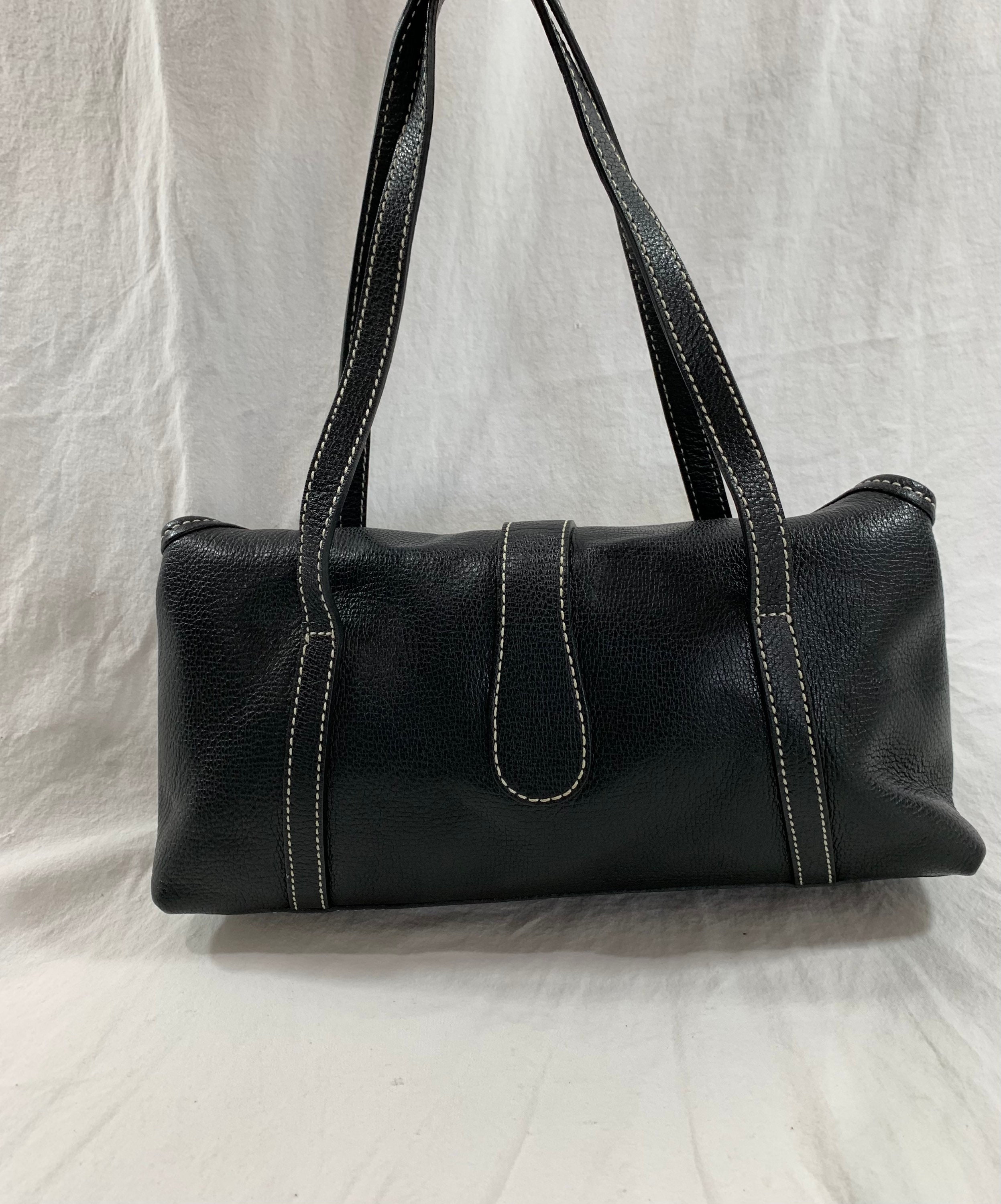 black leather handbag  vintage black envelope purse  black shoulder bag