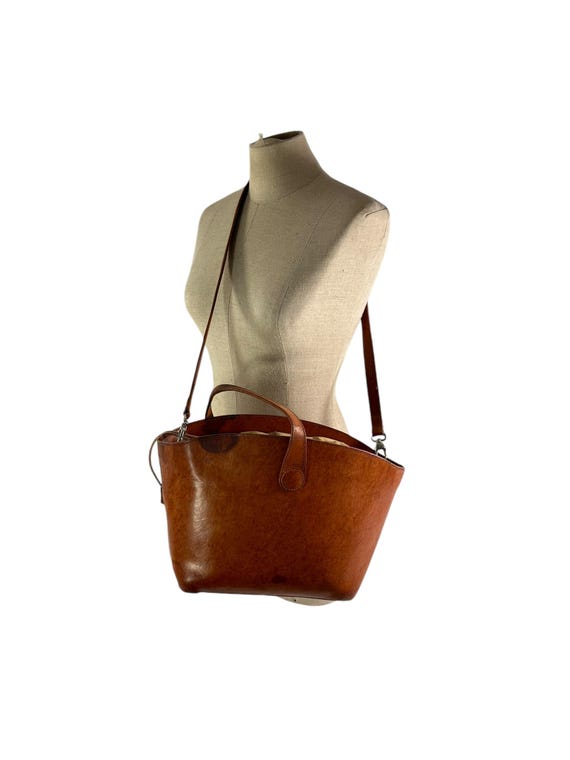 Rare Vintage BILL AMBERG Natural Tan Leather Bucket Drawstring
