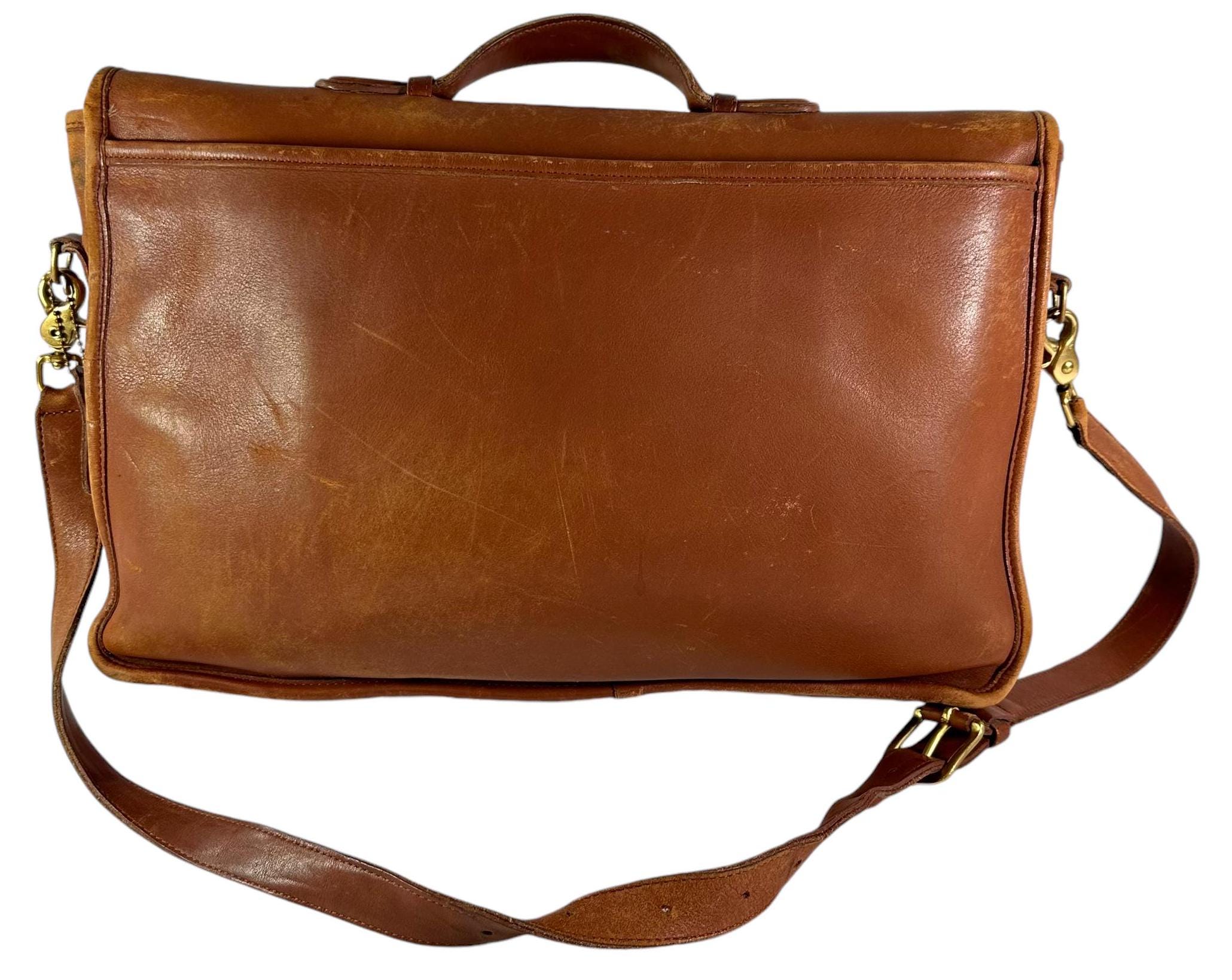 バッグ Coach Vintage Business Case Leather Genuine Vintage COACH Tan Leather Lexington Briefcase