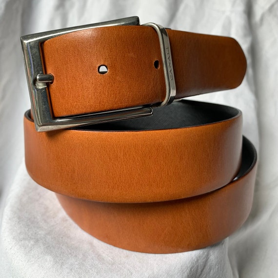 Vintage black & tan belt Vintage Brown Tan Leather Black Cotton Woven Braided  main image 2