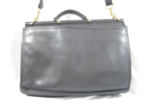 Vintage JACK GEORGES black leather briefcase with… - image 3