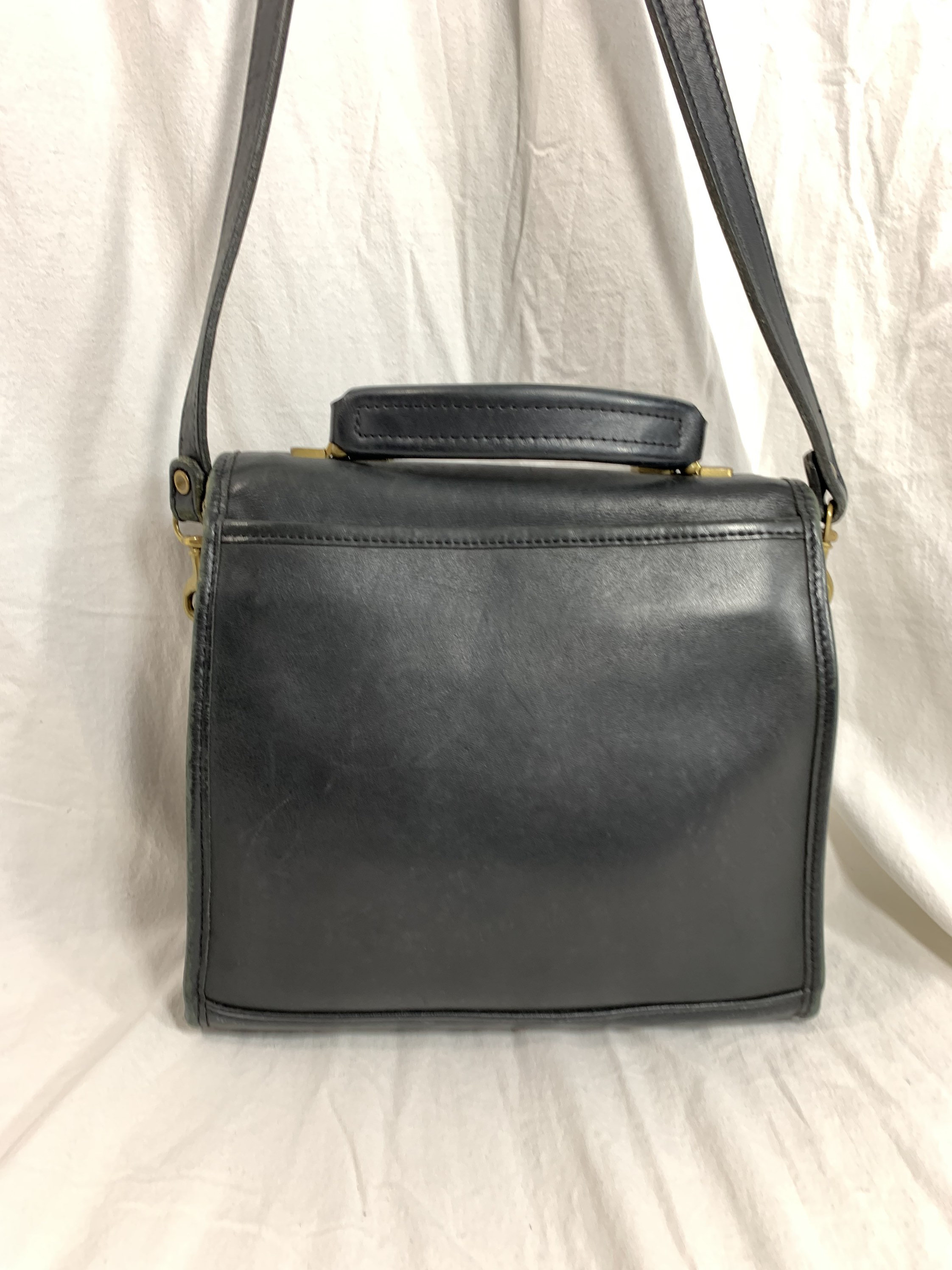 Vintage JACK GEORGES Black Leather Top Handle Shoulder Bag | Etsy