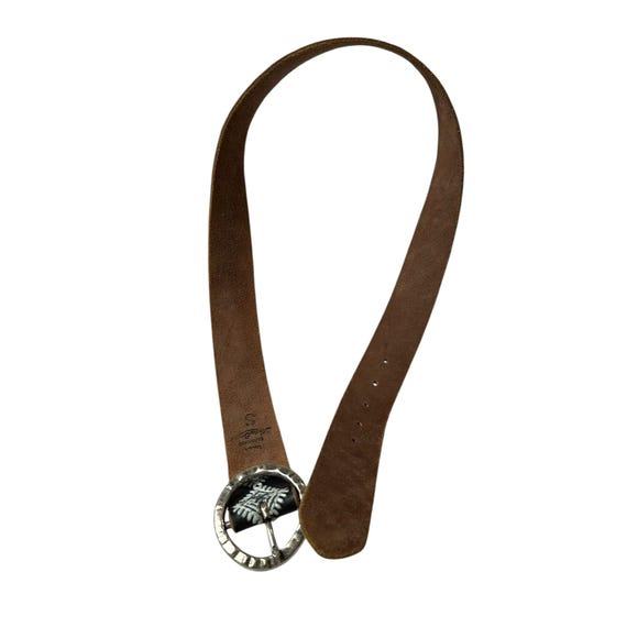 Genuine LUCKY BRAND Black Leather Embroidered Belt for Women  display picture 2