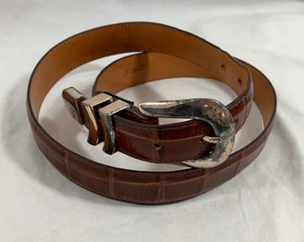 Vintage genuine ONYX by BRIGHTON brown leather belt unisex belt size 38 Large  golf motif
