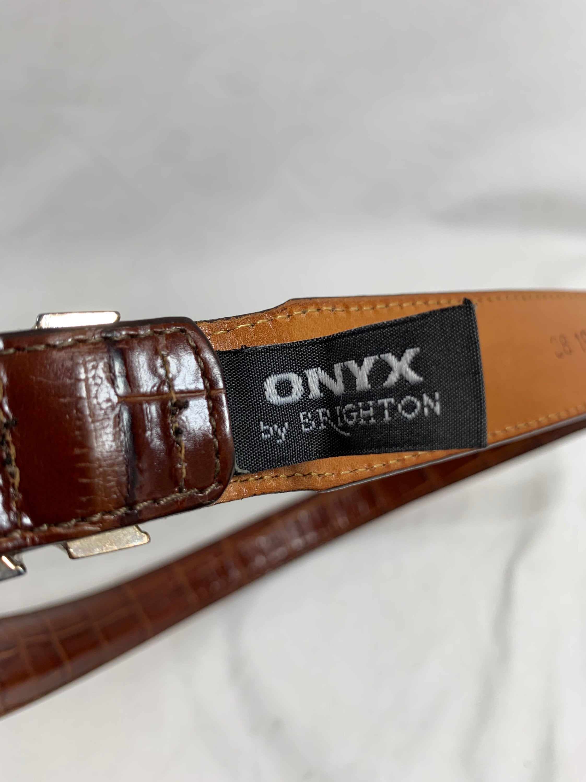 Vintage Genuine ONYX by BRIGHTON Brown Leather Belt Unisex Belt
