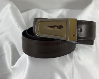 Genuine Vintage CHRISTIAN DIOR Logo Reversible Black Brown Leather