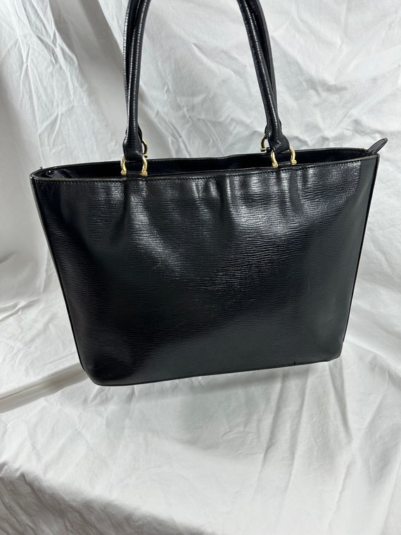 Genuine vintage HCL black leather tote bag carryall