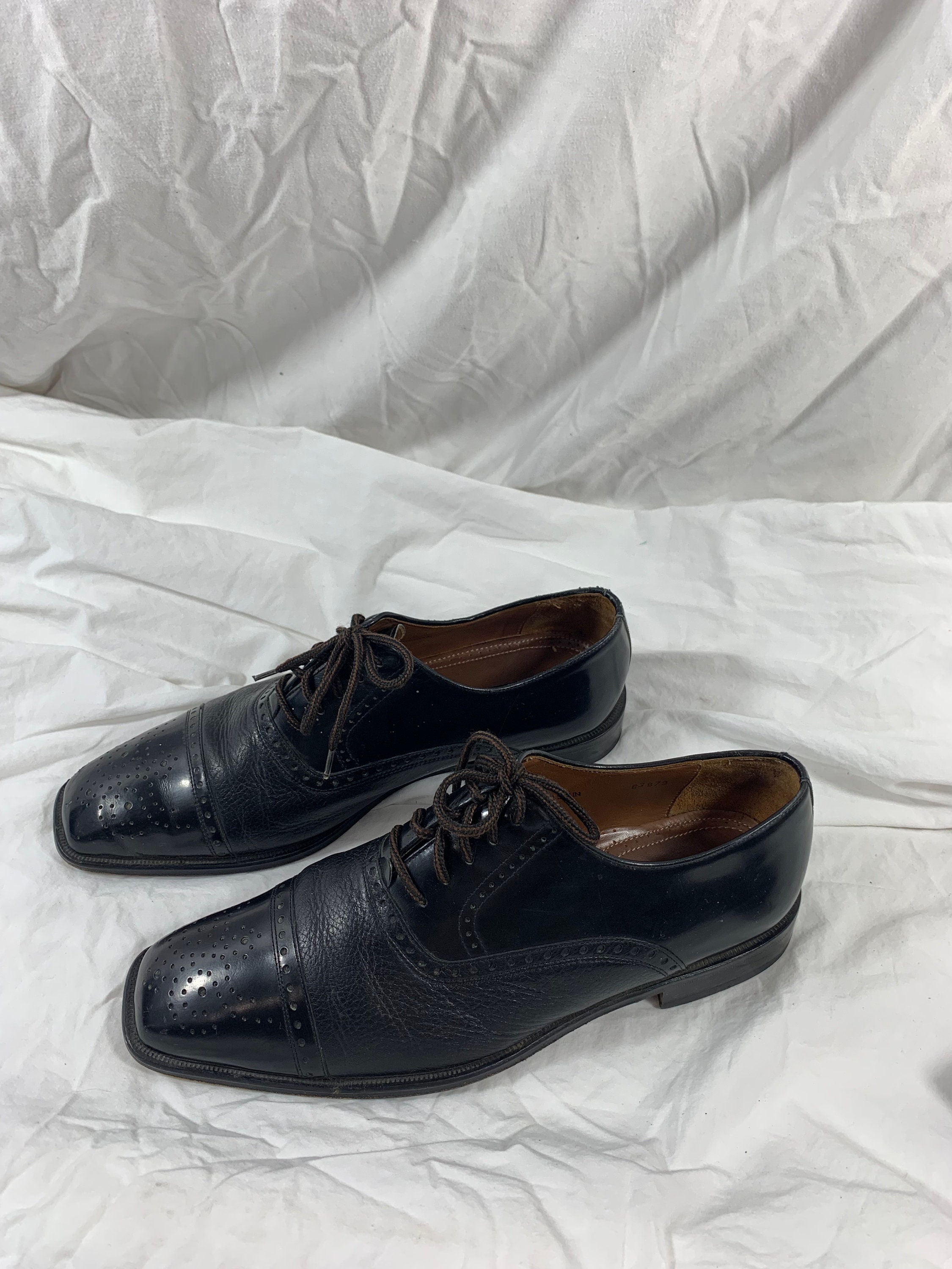 Men MEZLAN Andrew Black Leather Deer Skin Patent Leather Shoes