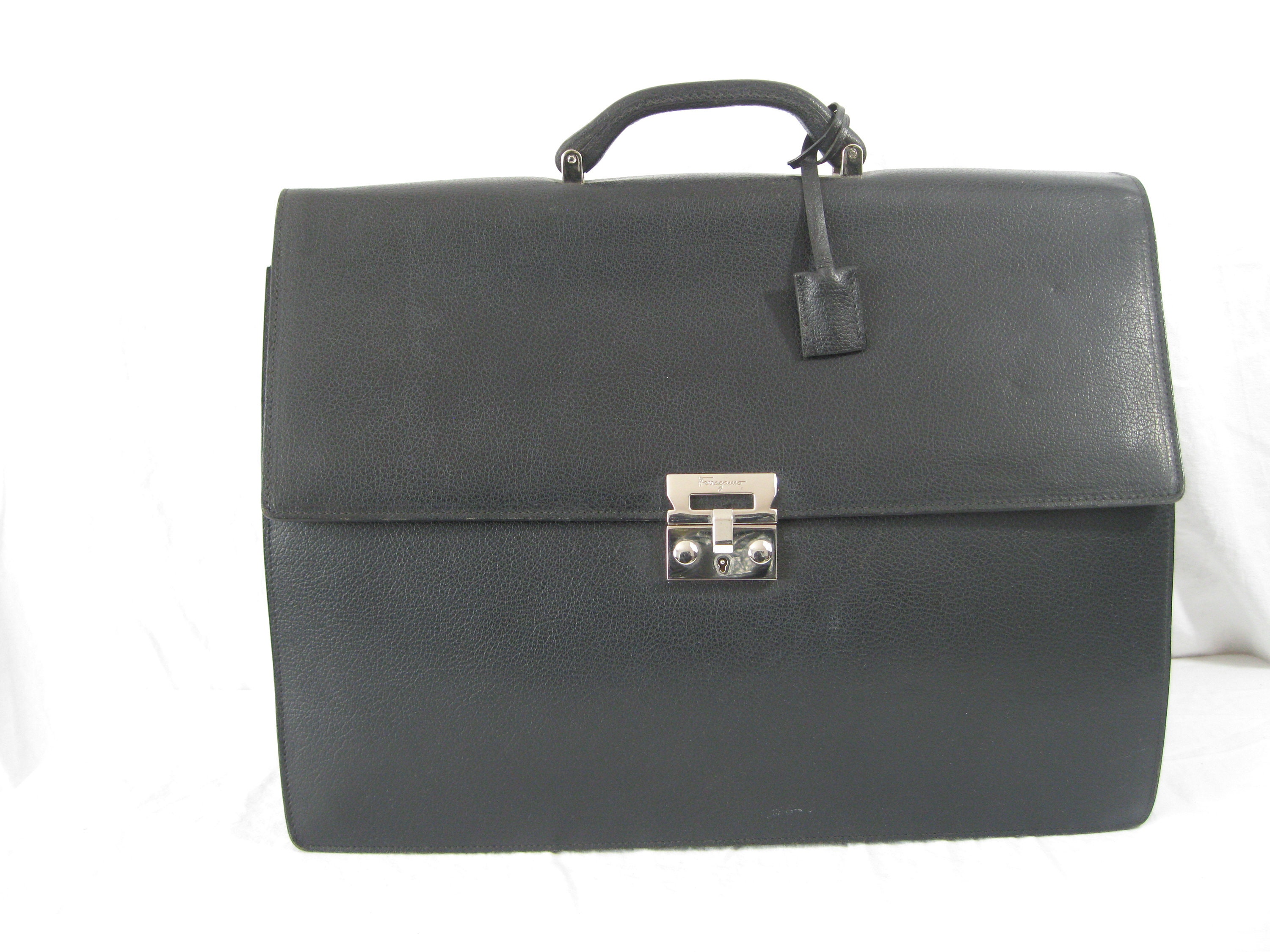 Vintage SALVATORE FERRAGAMO Black Leather Briefcase Executive Brief  Business - Etsy Sweden