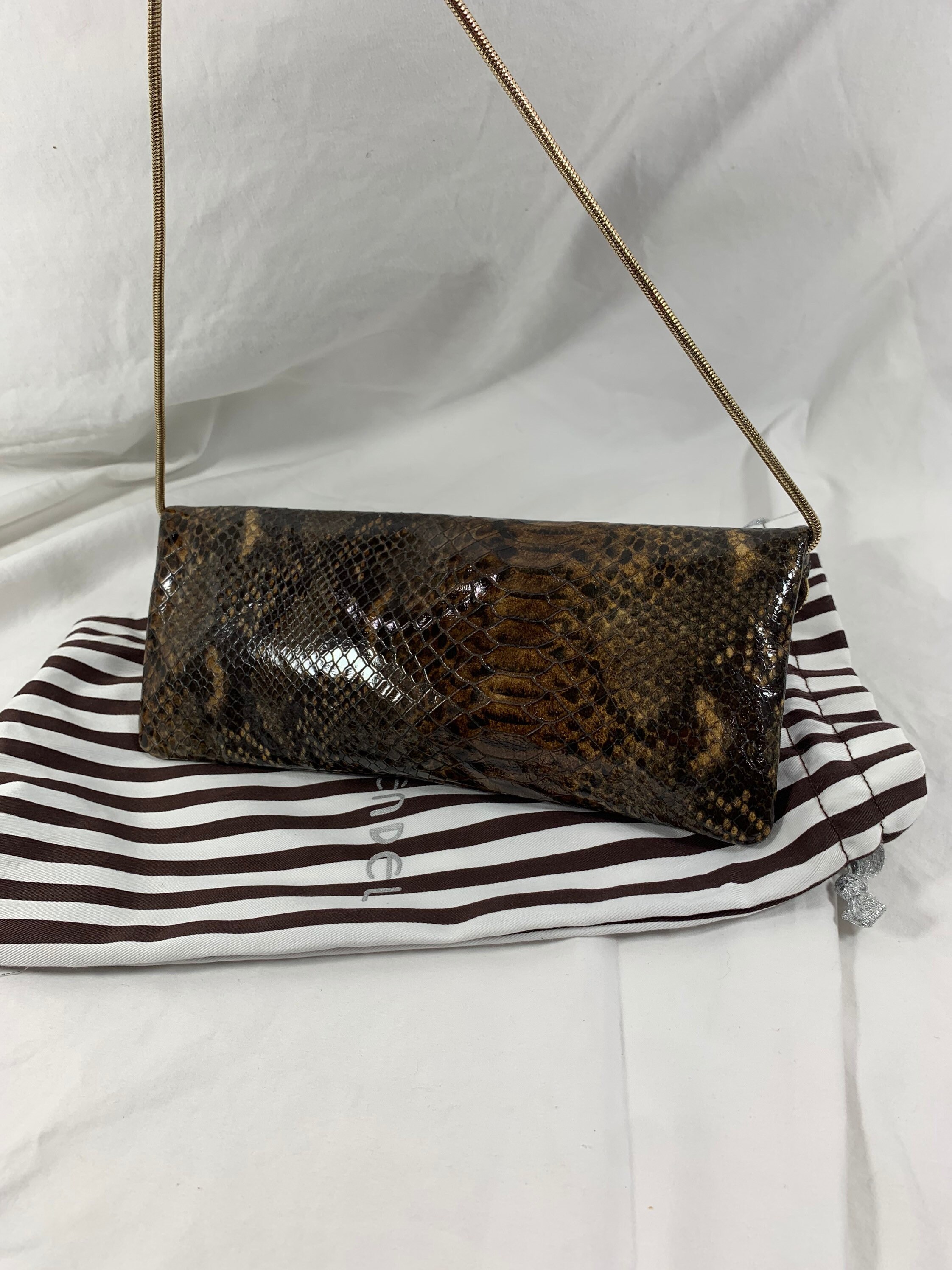 Henri Bendel Metallic Bronze Snake-embossed Crossbody Bag  [Henri Bendel] Metal Handle Crossbody - Snakeskin main image 1