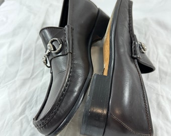 Men Genuine GUCCI Brown Leather Horse Bit Loafers Shoes 8 D  display picture 2