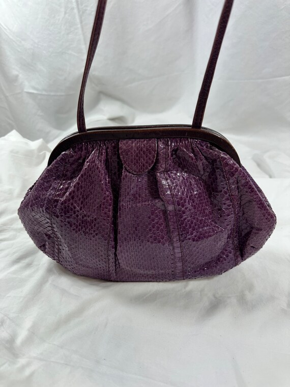 Genuine vintage BARBARA BOLAN purple snake skin purse… - Gem