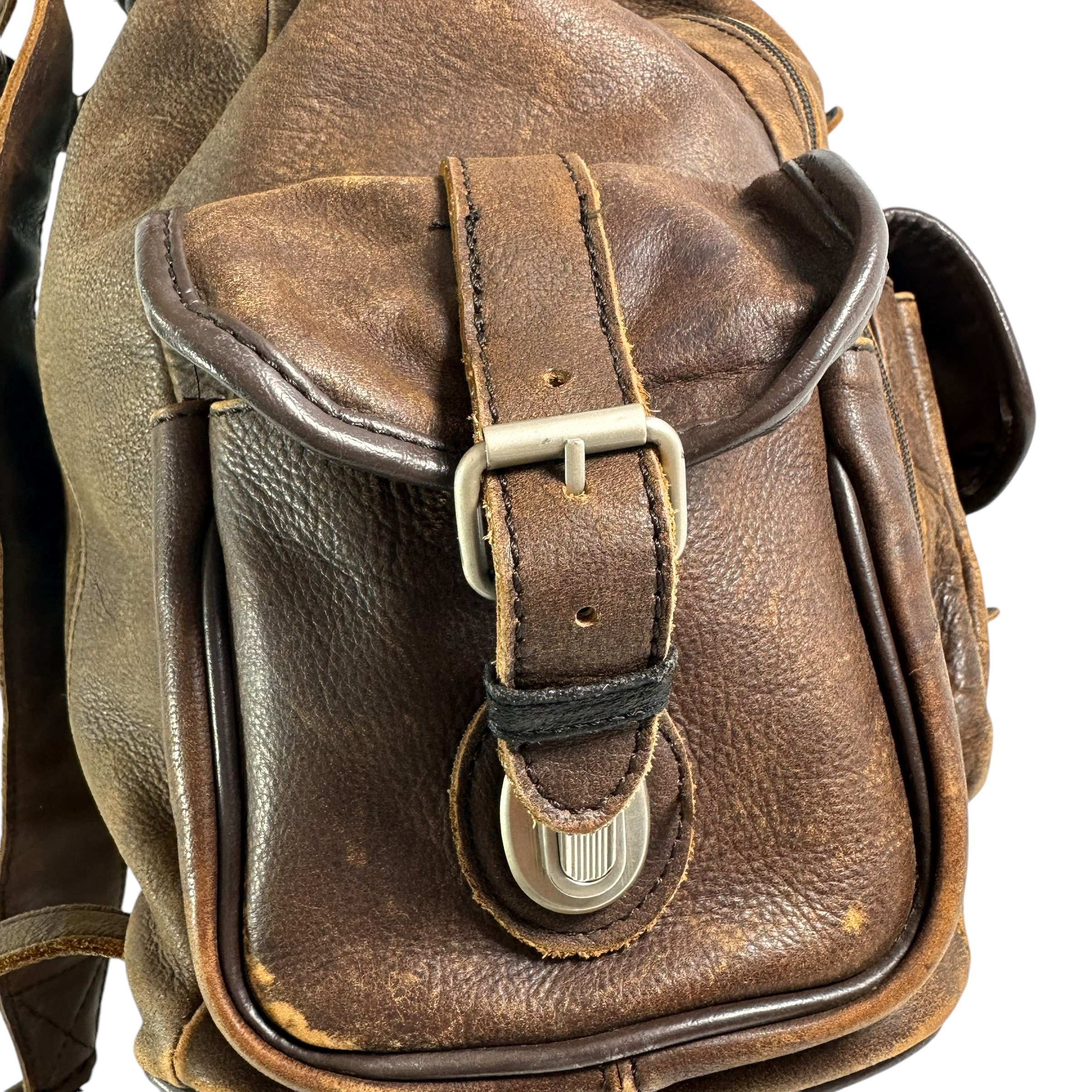 Genuine Strong Brown Leather Backpack Rucksack Carry All  display picture 1