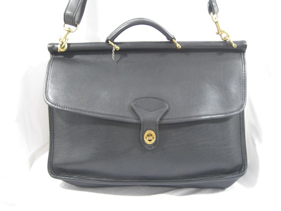 Vintage JACK GEORGES black leather briefcase with… - image 1