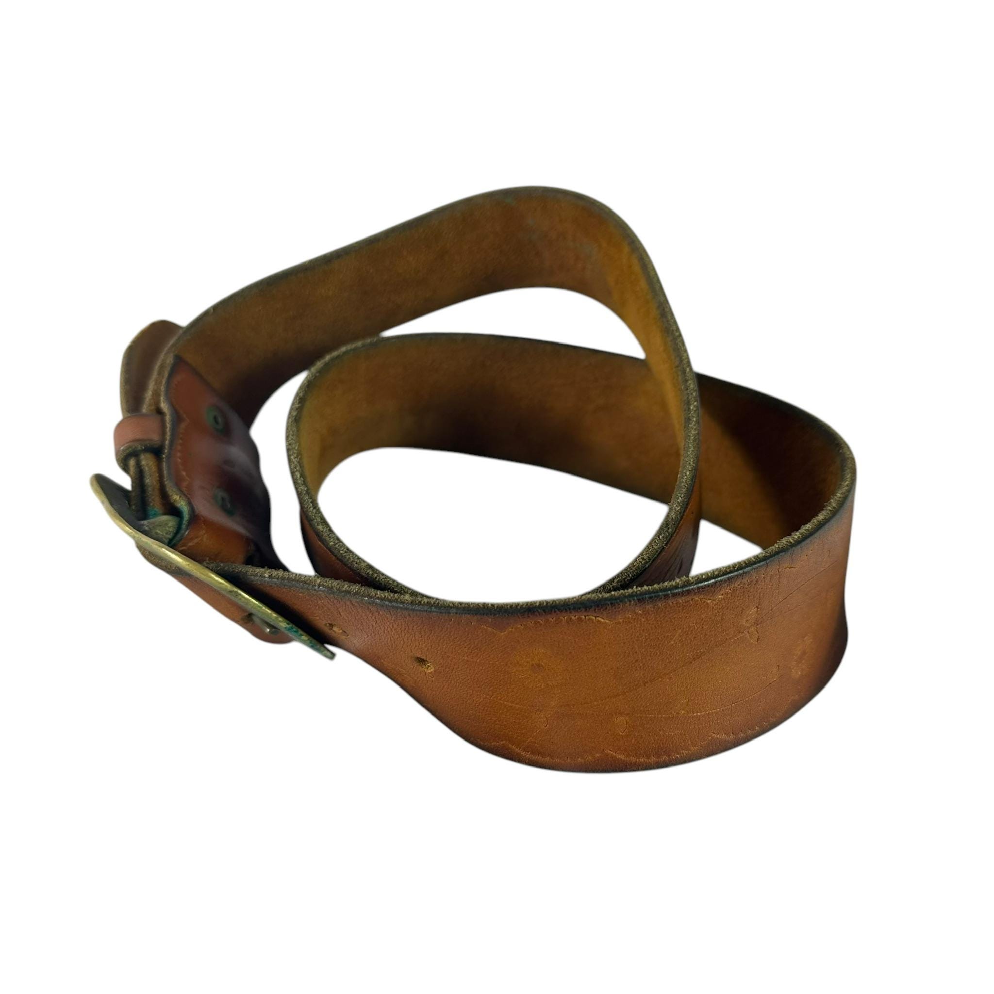 True Vintage Tan Genuine Leather Floral Pattern Belt Unisex  display picture 1