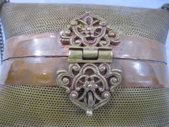 Vintage ornate perforated copper brass chain link… - image 5