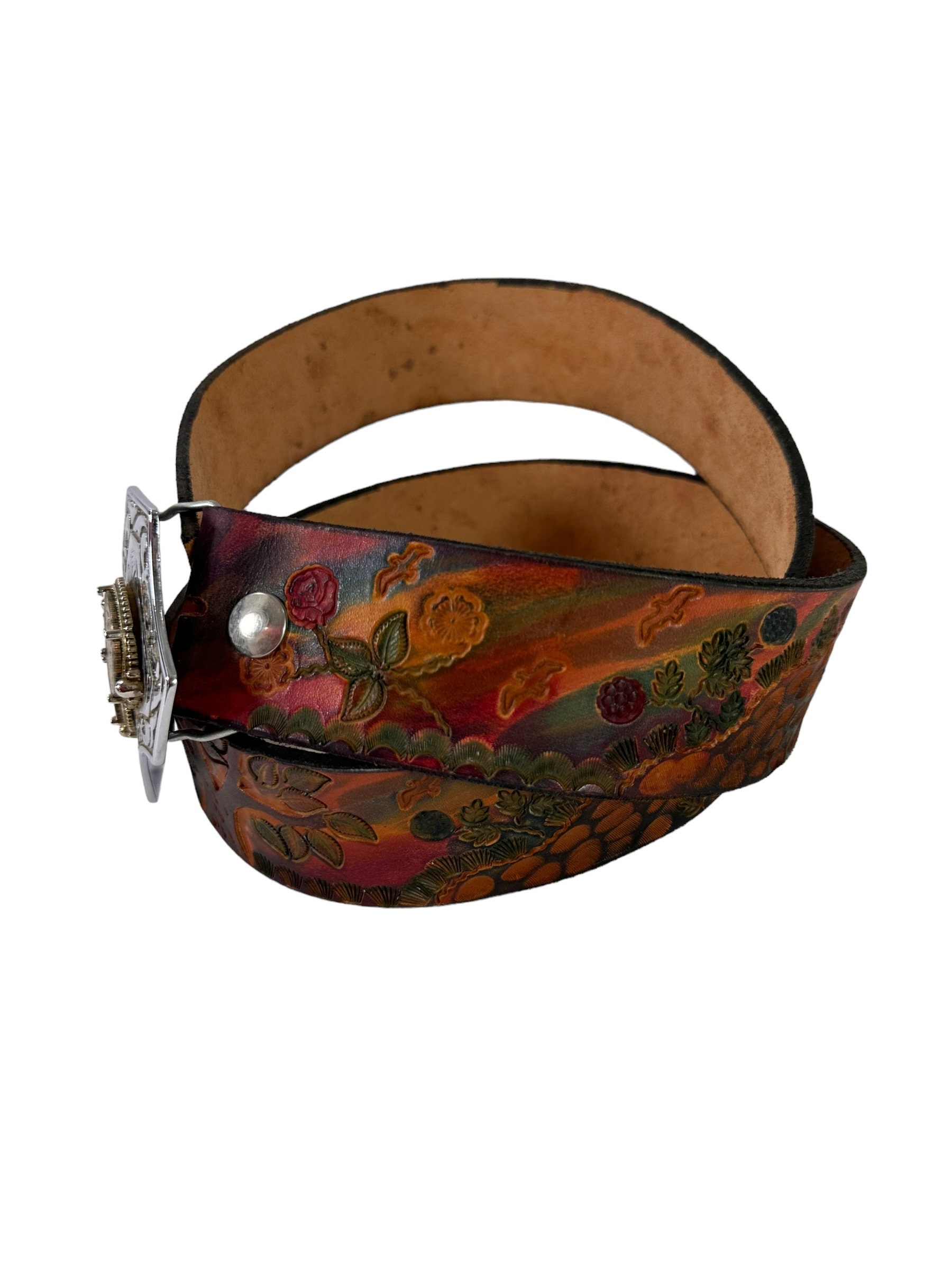 Susan Belt Dream Scenes by Rosanne Leather Tooled Belt With Susan B Anthony Coin ...