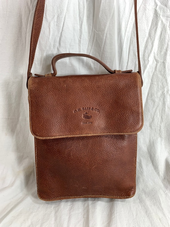 Genuine G H BASS & Co Vintage Tan Leather Shoulder Bag Mini   Etsy