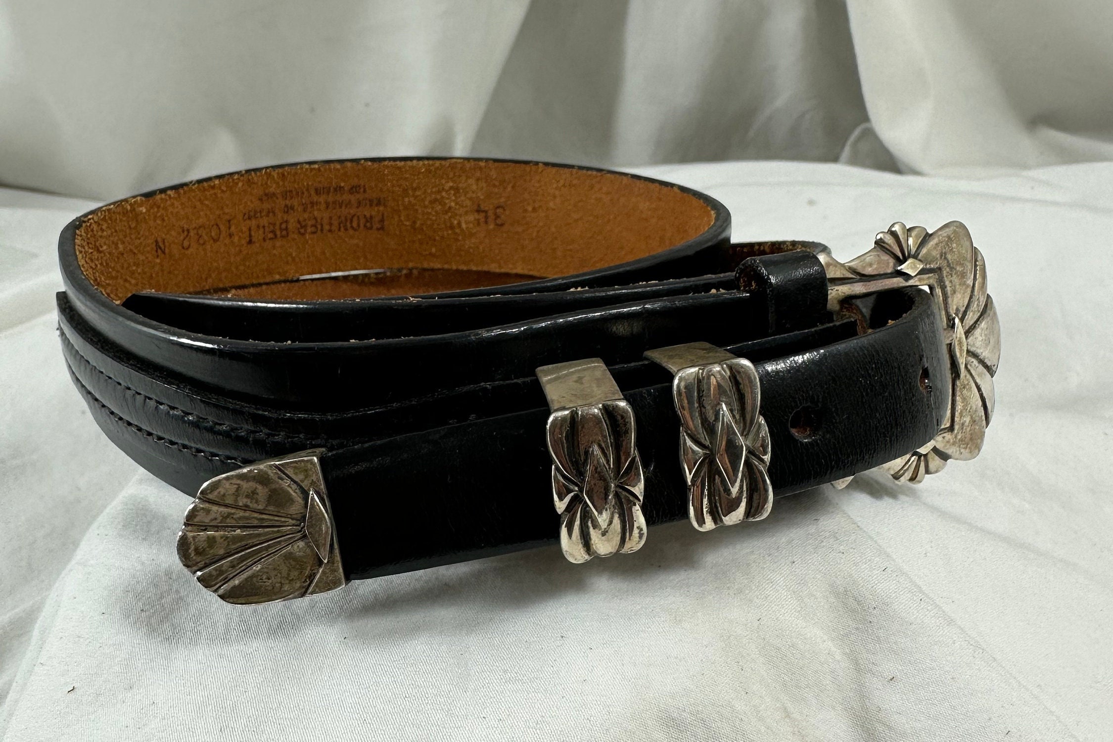 Genuine Vintage MM ROGERS 925 Silver With Black Leather  display picture 1