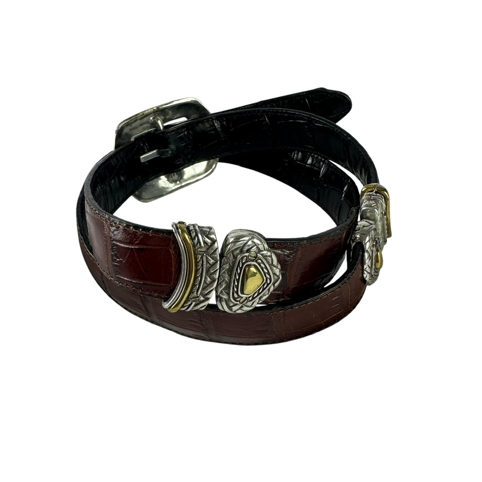 Brighton Marcus Leather Belt Silver Buckle Reversible Black Brown M L 32 Marcus Two-Tone Reversible Belt - Brighton main image 4
