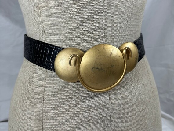 Genuine Vintage Ladies ALEXIS KIRK Black Leather Belt With 