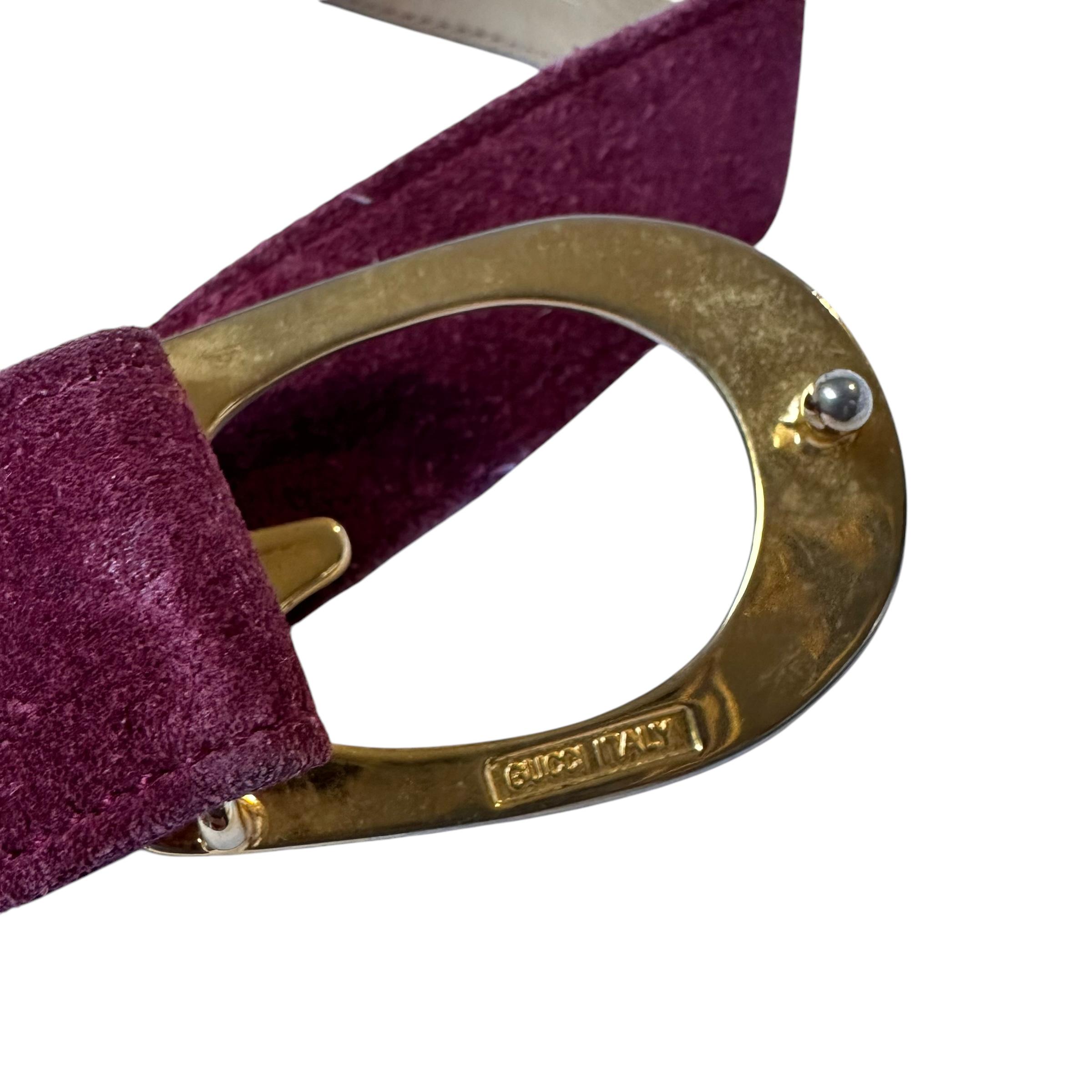 アクセサリーその他 GUCCI Suede belt Vintage Genuine GUCCI Plum Suede Belt With Gold G Logo