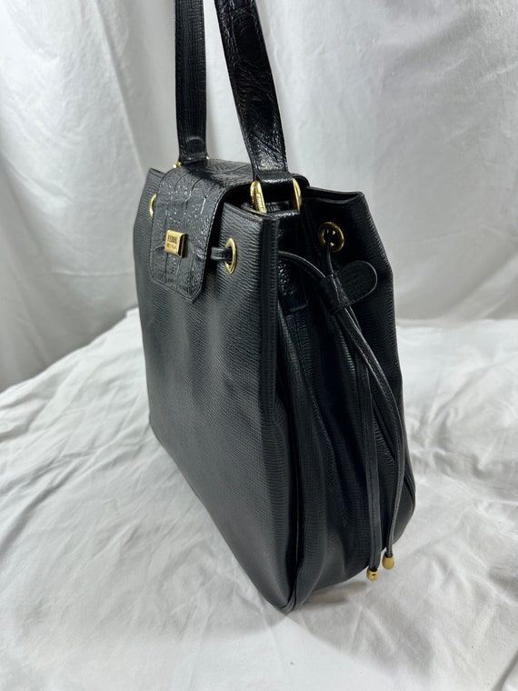 Vintage Genuine GIANFRANCO FERRE Black Leather Structured Shoulder