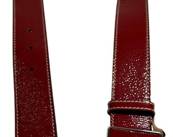 GUCCI Red Patent Leather Black Interlocking G Plaque Buckle  display picture 1