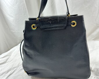Vintage Genuine GIANFRANCO FERRE Black Leather Structured Shoulder