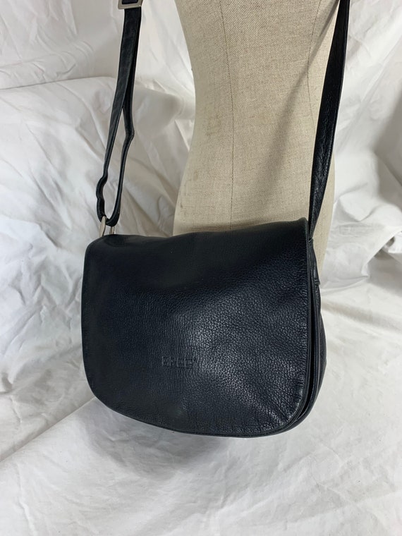 Genuine Vintage BREE Black Leather Front Flap Shoulder Bag 