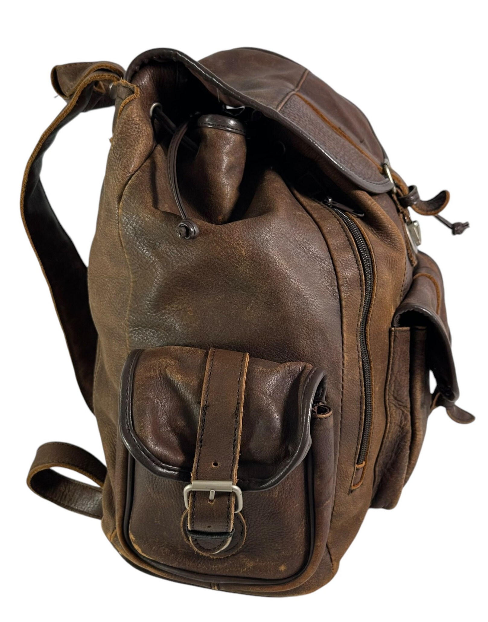 Genuine Strong Brown Leather Backpack Rucksack Carry All  display picture 2
