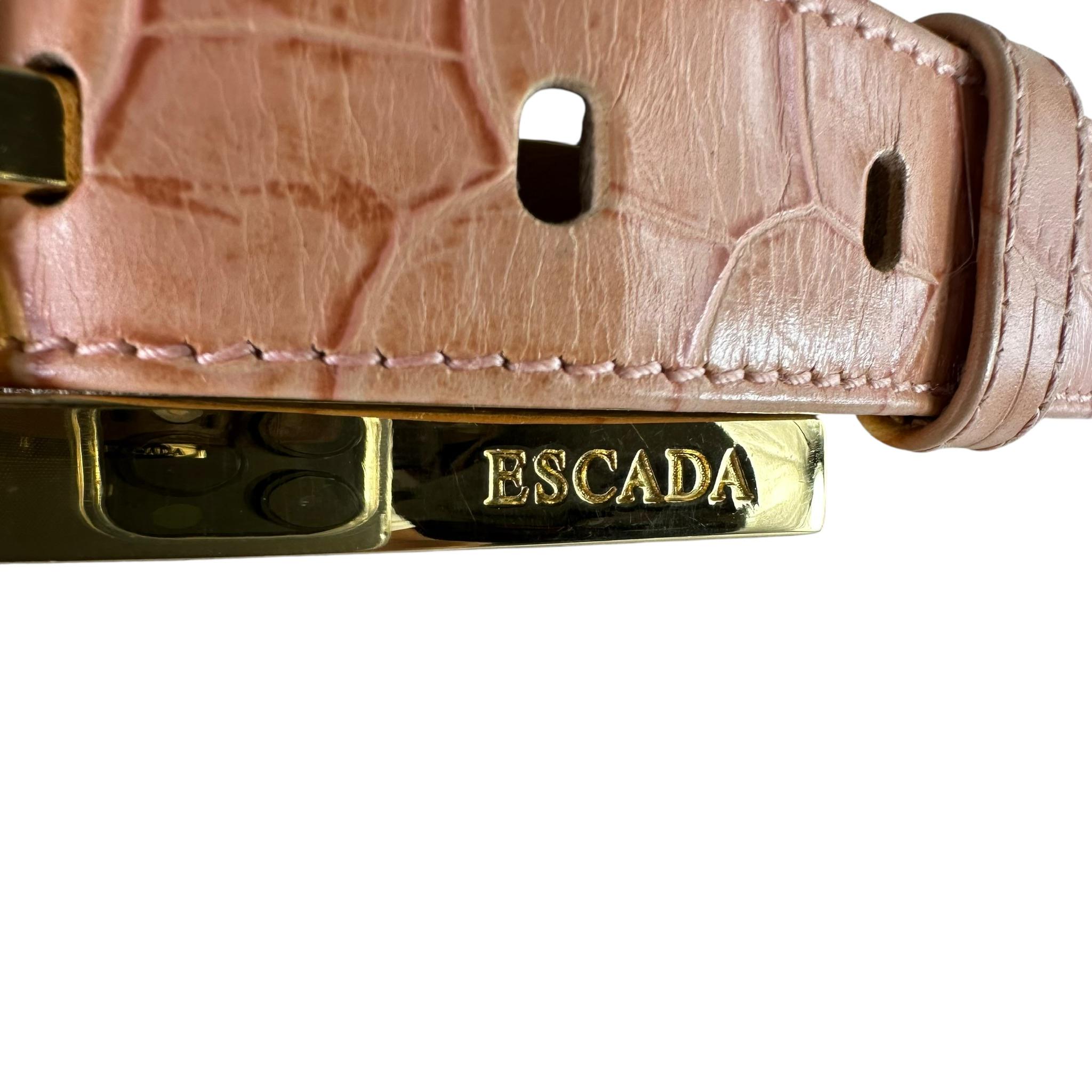 Genuine Vintage ESCADA Logo Salmon Pink Croc Leather Belt  display picture 1